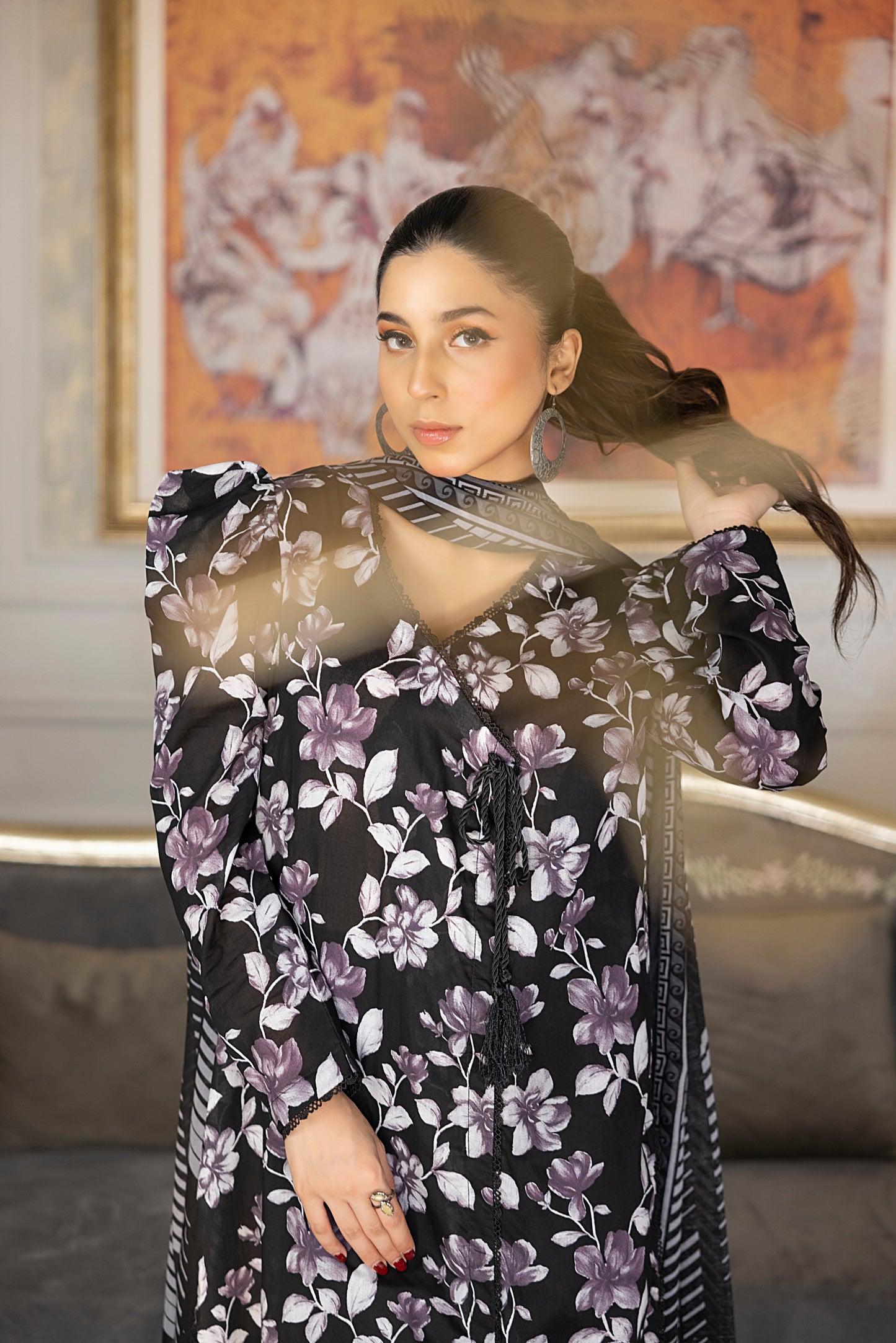 SALINA PRINTED BLACK N WHITE LAWN 3PC
