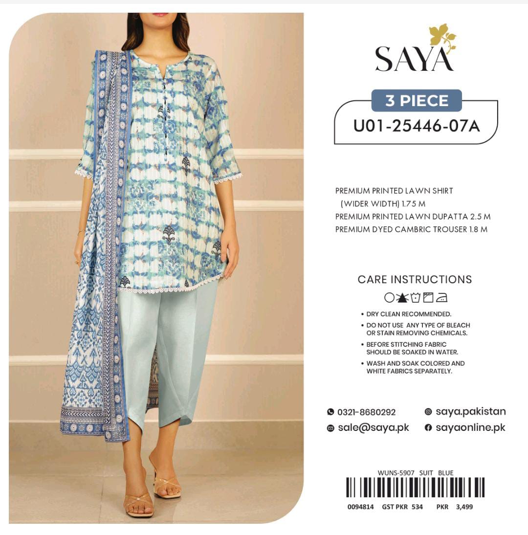 SAYA PRINTED LAWN 3PC
