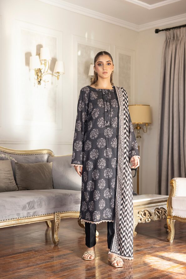 SALINA PRINTED BLACK N WHITE LAWN 3PC