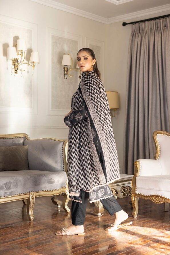 SALINA PRINTED BLACK N WHITE LAWN 3PC