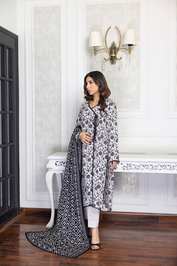 SALINA PRINTED BLACK N WHITE LAWN 3PC