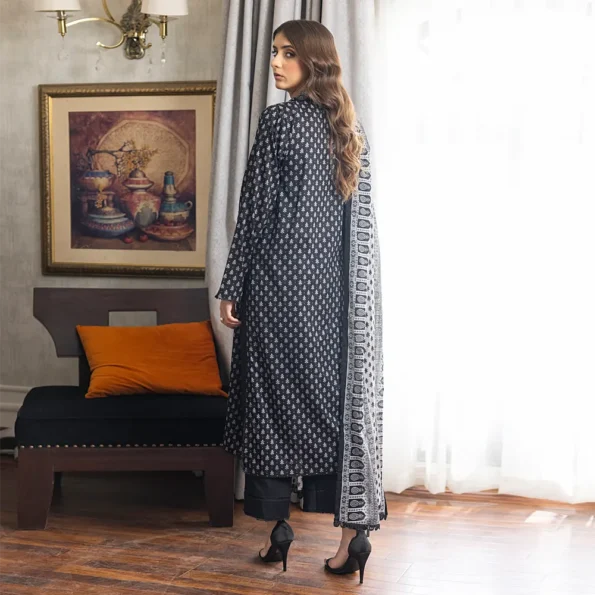 SALINA PRINTED BLACK N WHITE LAWN 3PC