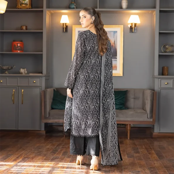 SALINA PRINTED BLACK N WHITE LAWN 3PC