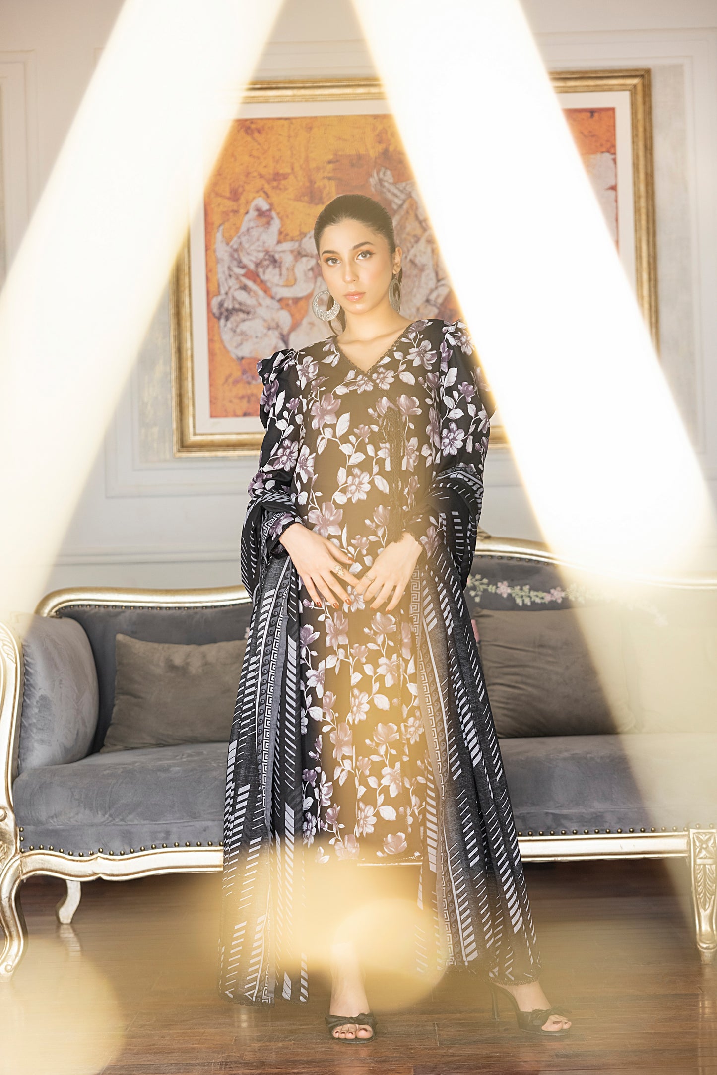 SALINA PRINTED BLACK N WHITE LAWN 3PC