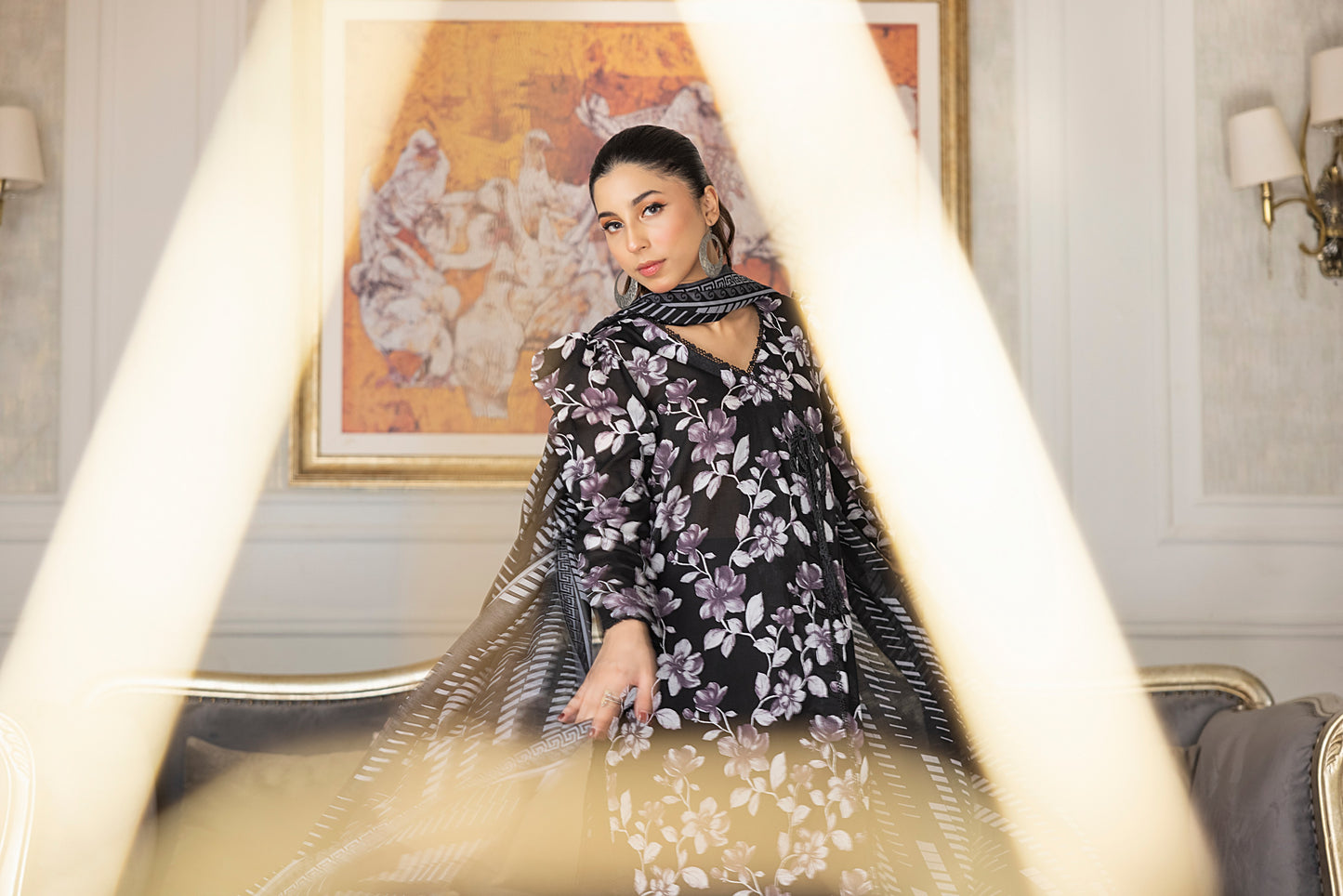 SALINA PRINTED BLACK N WHITE LAWN 3PC