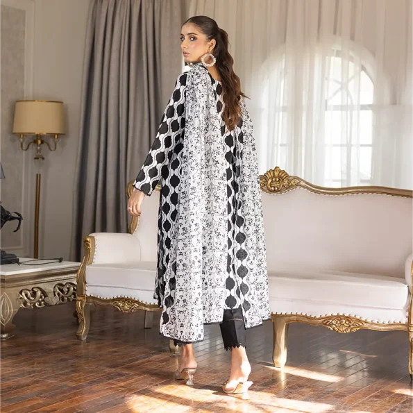 SALINA PRINTED BLACK N WHITE LAWN 3PC