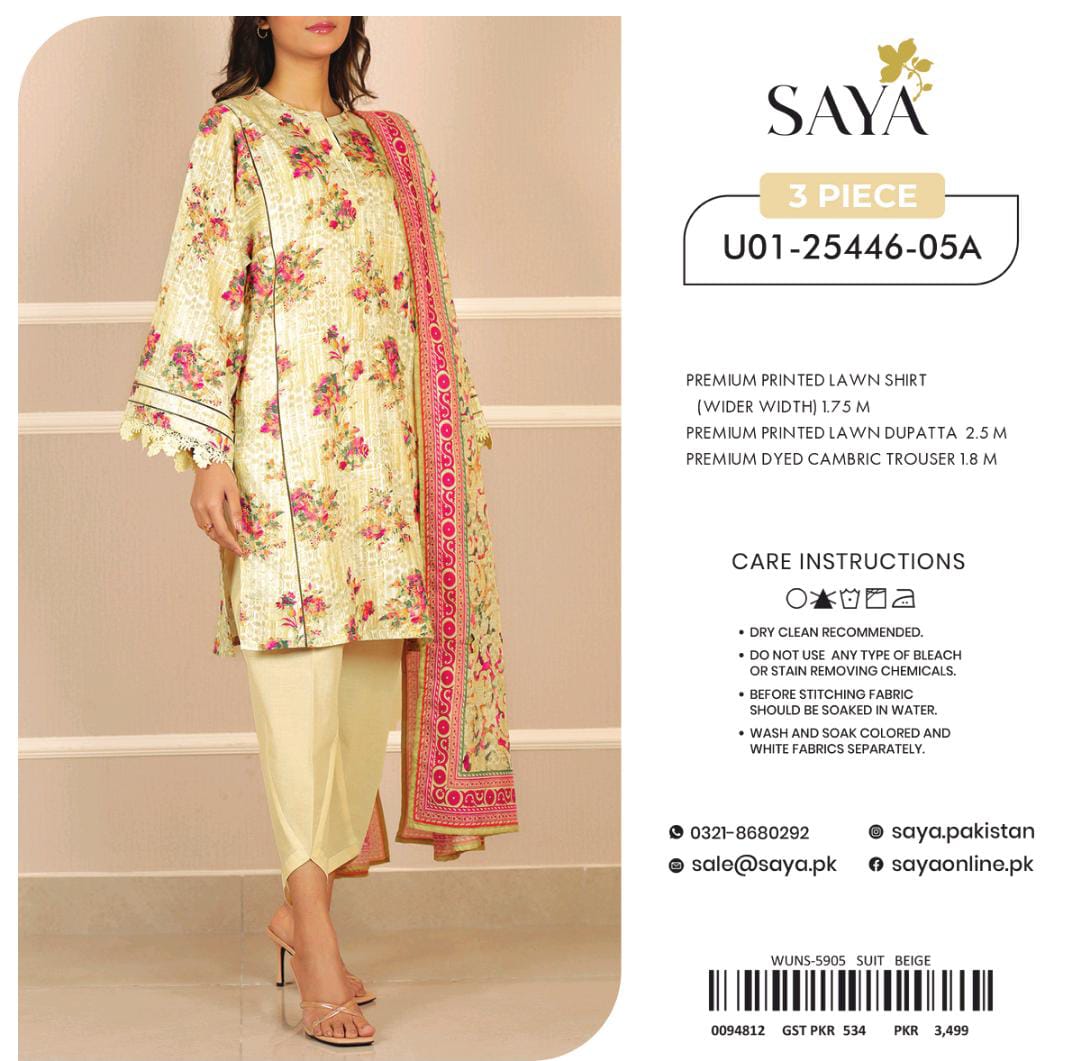 SAYA PRINTED LAWN 3PC