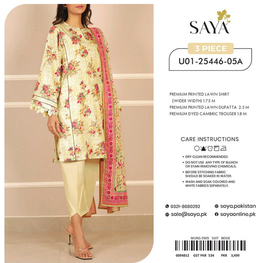 SAYA PRINTED LAWN 3PC