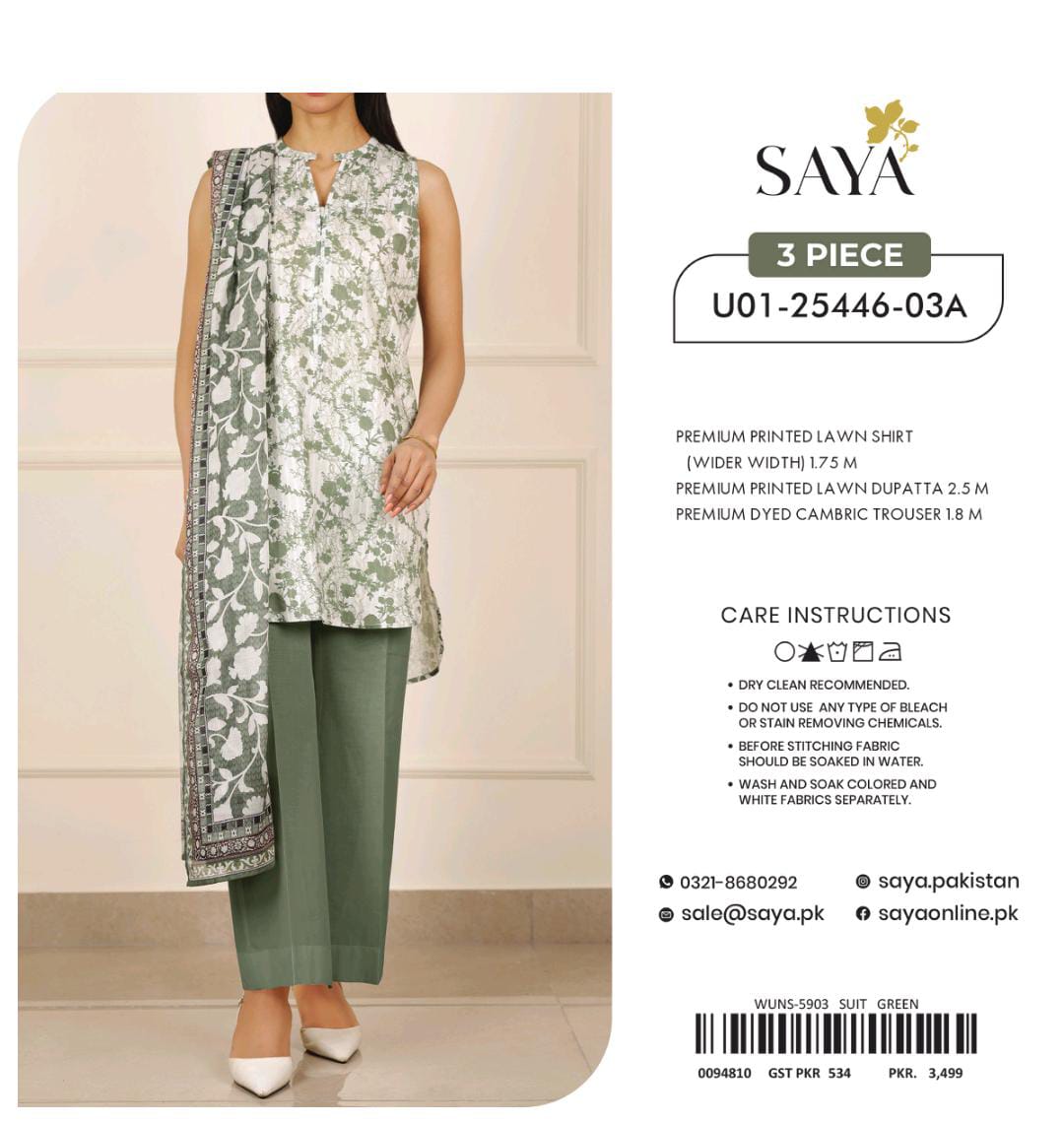 SAYA PRINTED LAWN 3PC