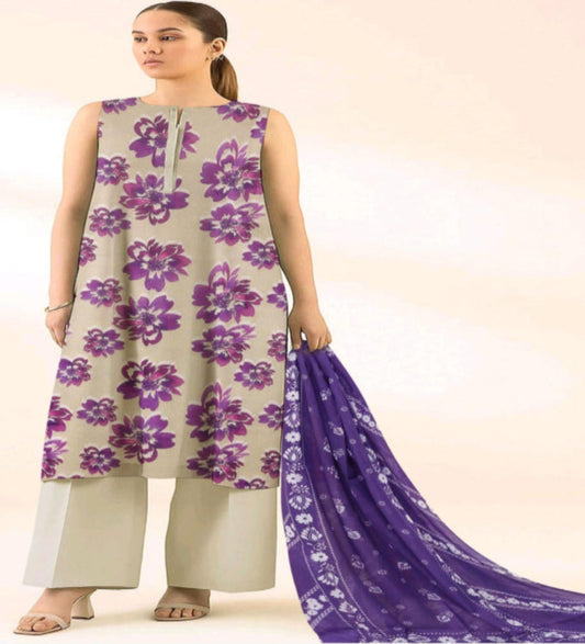 SAPPHIRE PRINTED LAWN 3PC