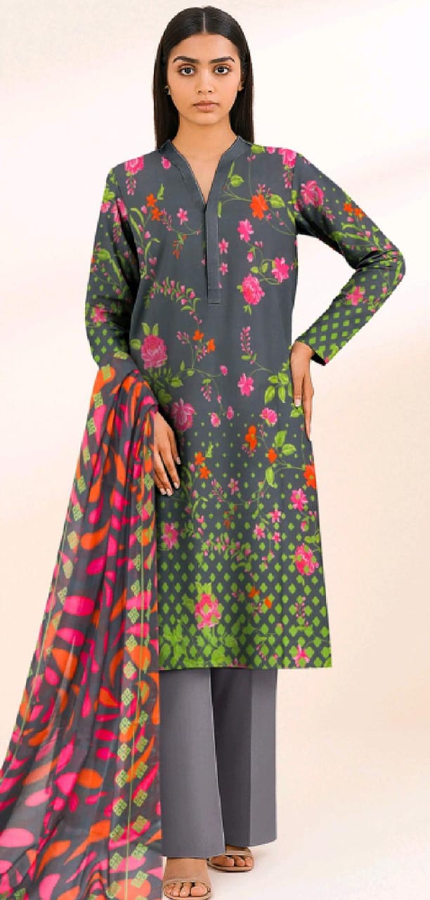 SAPPHIRE PRINTED LAWN 3PC
