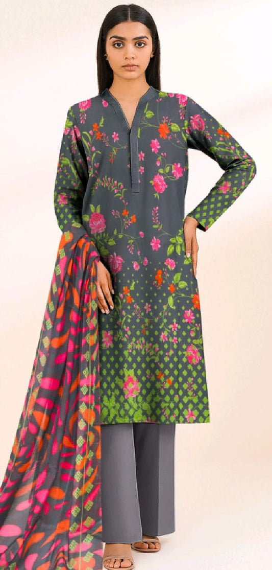 SAPPHIRE PRINTED LAWN 3PC