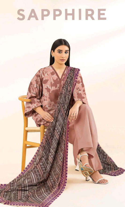 SAPPHIRE PRINTED LAWN 3PC